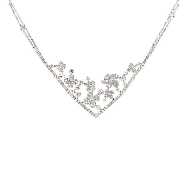 18K White Gold Diamond Necklace Set